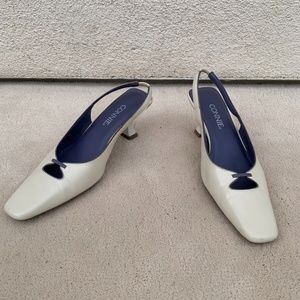 White Leather Heels - Connie